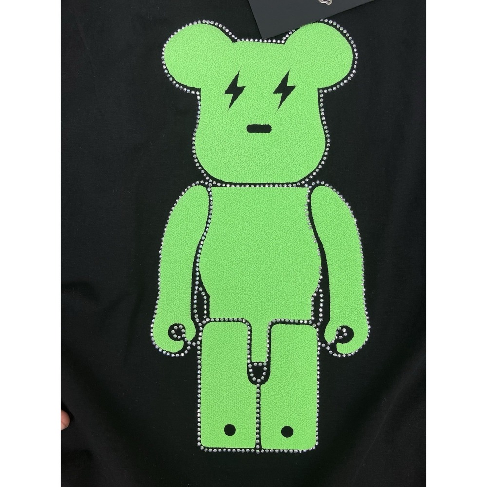 NWT Heads or Tails Men's RhineStone Studded T-Shirt Bear Black Green XL $68 Rare - Picture 3 of 8